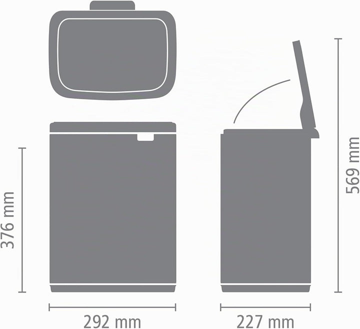 Brabantia - Bo Abfalleimer 12L - Abfalleimer, stilvoll &amp; praktisch - Deckel öffnet leicht, schliesst