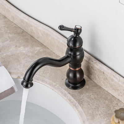 BOAOTX Wasserhahn Bad Schwarz Retro, Waschtischarmatur 360° Schwenkbar, Waschbeckenarmatur Badarmatu