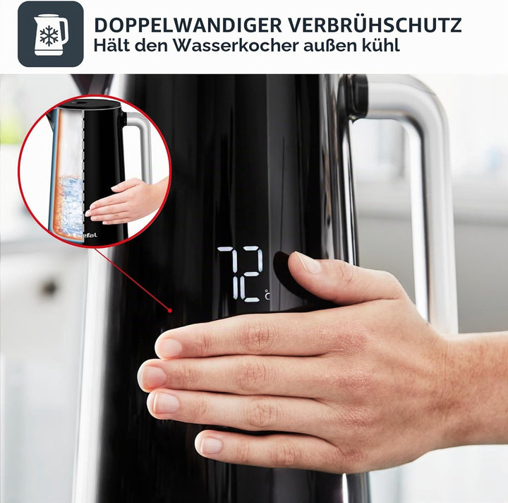 Tefal KO8508 Smart'n Light Elektrischer Wasserkocher | Temperatureinstellung | Tee | Digitalanzeige