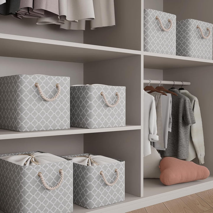 OUTBROS Grosser Aufbewahrungskorb, 34 x 24 x 20 cm Stoff Aufbewahrungsbox mit Kordelzug und Griff, f