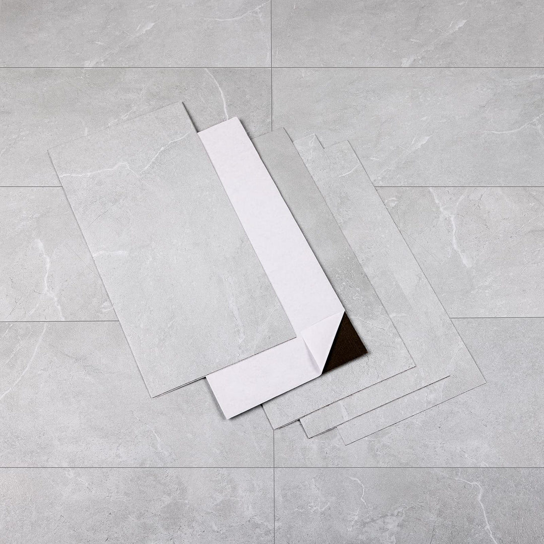 PVC Bodenbelag Selbstklebend - Vinylboden Selbstklebend | Extra Abriebfest, Wasserdicht Grau Marmor-