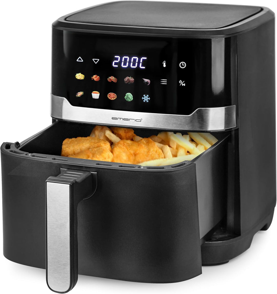 EMERIO digitale XXL Heissluftfritteuse mit 6,5L | neuartiges FARB-DISPLAY | AirFryer | Frittieren oh