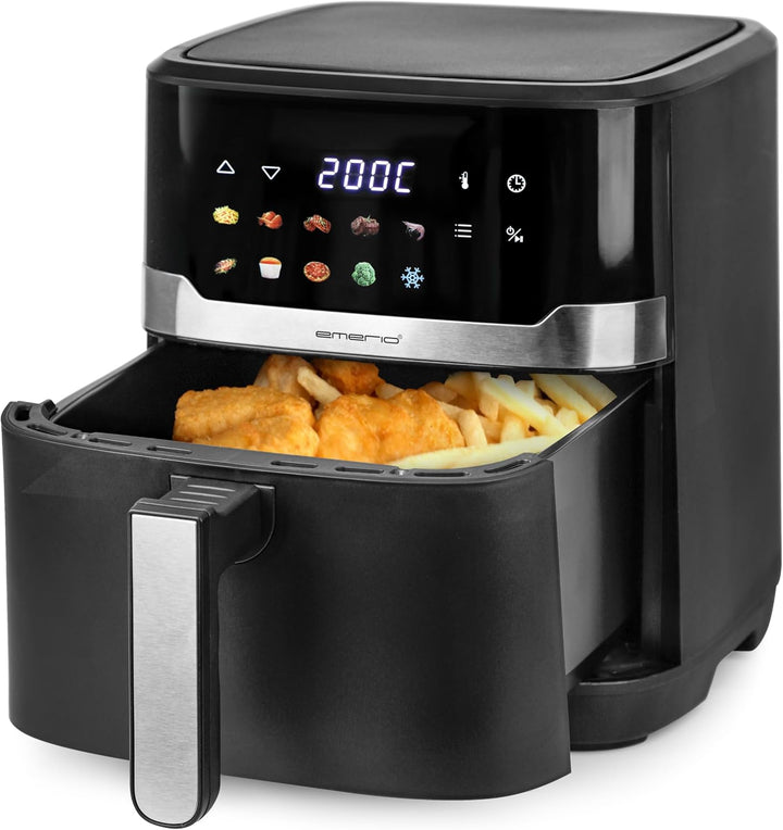 EMERIO digitale XXL Heissluftfritteuse mit 6,5L | neuartiges FARB-DISPLAY | AirFryer | Frittieren oh