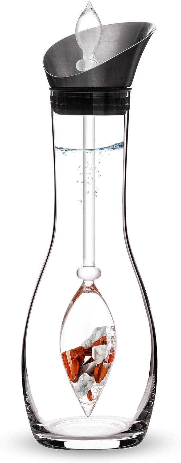 VitaJuwel FITNESS Edelsteinwasserset für Zuhause (Karaffe Era & Phiole) mit Roter Jaspis, Magnesit &