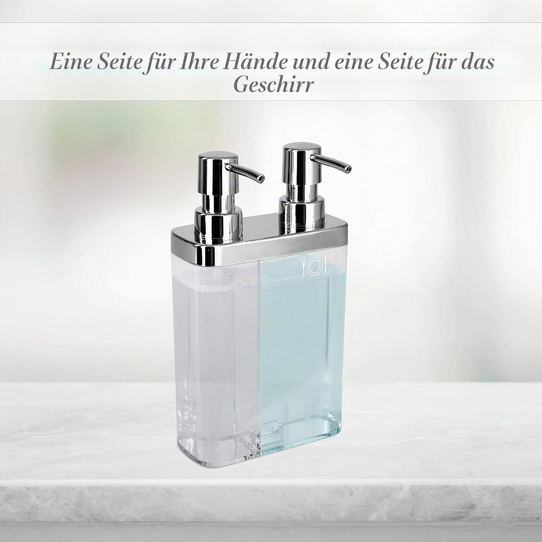 Kitchen Details Seifen- und Lotionspender für Bad und Küche, mit 2 Pumpen, transparent, Transparent
