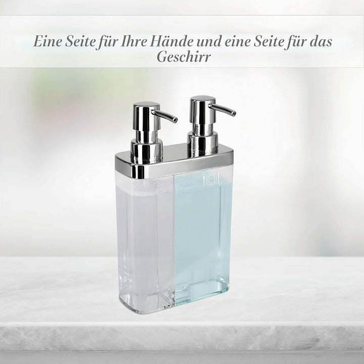 Kitchen Details Seifen- und Lotionspender für Bad und Küche, mit 2 Pumpen, transparent, Transparent