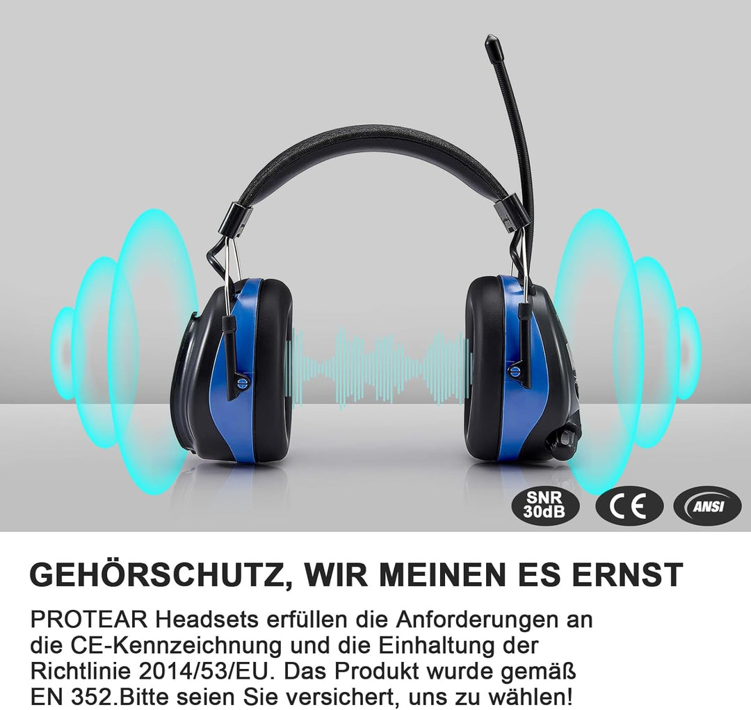 Gehörschutz mit Radio und Bluetooth, FM/AM-Digital-Radio, Sicherheits-Ohrenschützer für Arbeits,Mähe