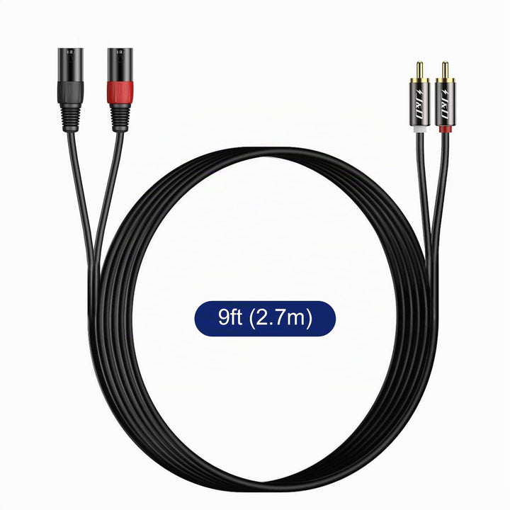 J&amp;D Dual Cinch-Stecker auf Dual XLR-Stecker (2,7 Meter), 2 Cinch auf 2 XLR Male HiFi Stereo Audio Ve