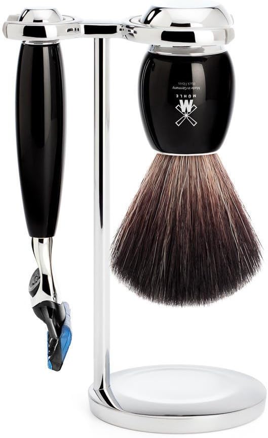 MÜHLE Rasierset - Vivo Serie - Black Fibre - kompatibel mit Gillette-Klingen - Edelharz schwarz