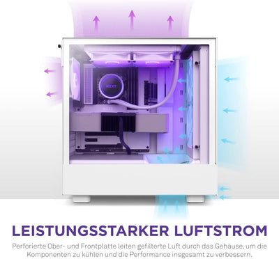 NZXT H5 Flow RGB - CC-H51FW-R1 - ATX Mid-Tower Gaming PC-Gehäuse - USB-C Port - Mesh Front- & Temper