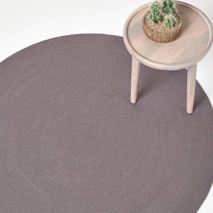 Homescapes runder Teppich 120 cm, dunkelgrau, geflochtener Bettvorleger aus Baumwolle, Wendeteppich,