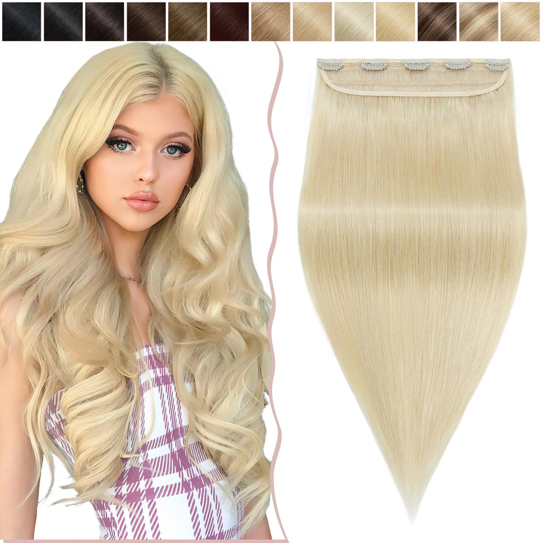 Haarteil Clip in Extensions Echthaar DICKER 1 Tresse 5 Clips Dicker Dichter Haarverlängerung 100% Re