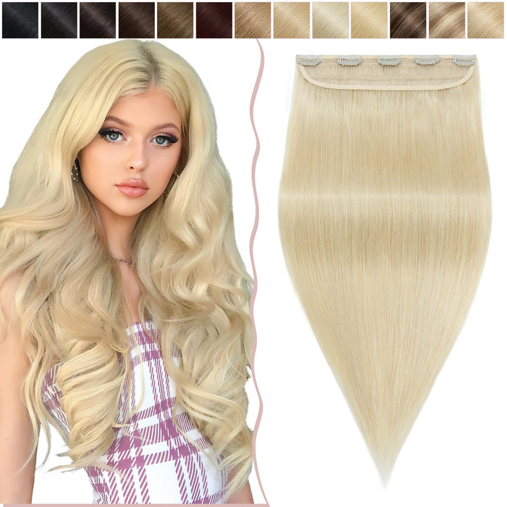 Haarteil Clip in Extensions Echthaar DICKER 1 Tresse 5 Clips Dicker Dichter Haarverlängerung 100% Re