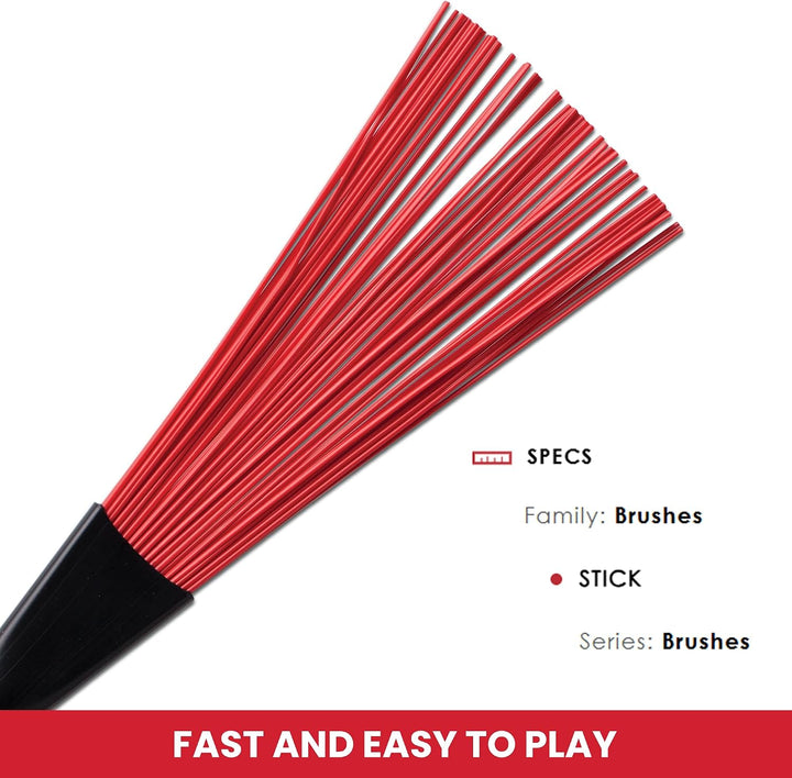 Vic Firth Jazz Rake – Retractable - Red Plastic Handle, Jazz Rake