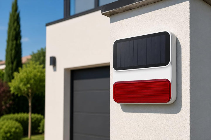 DAEWOO Outdoor Solar Wireless Sirene WOS501S für DAEWOO SA501 Alarme mit Akku-Backup, Schallleistung