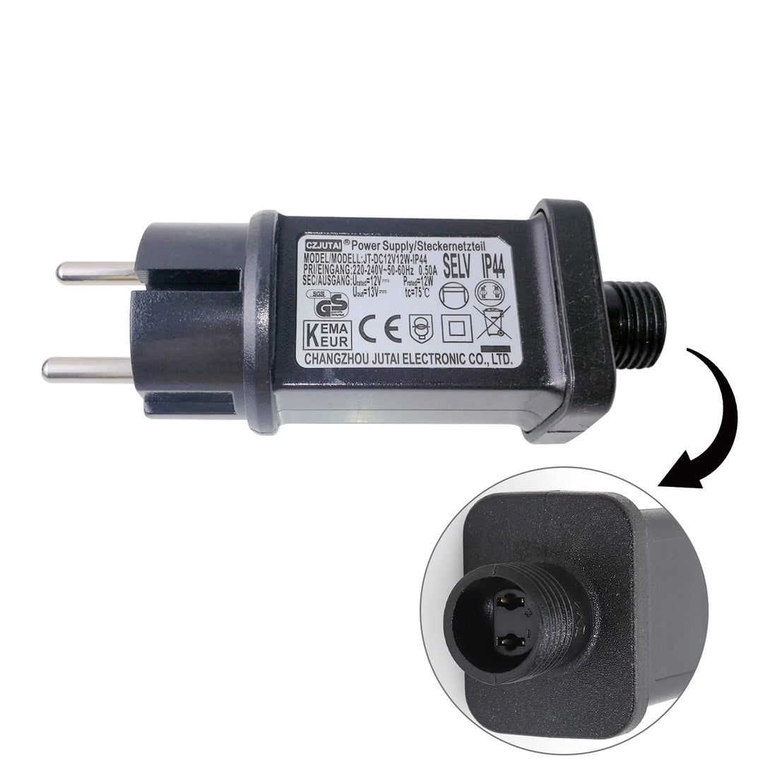 12 V 12 W LED-Transformator CZJUTAI IP44 Stromversorgung für Weihnachtsbeleuchtung mit Stecker – EU-