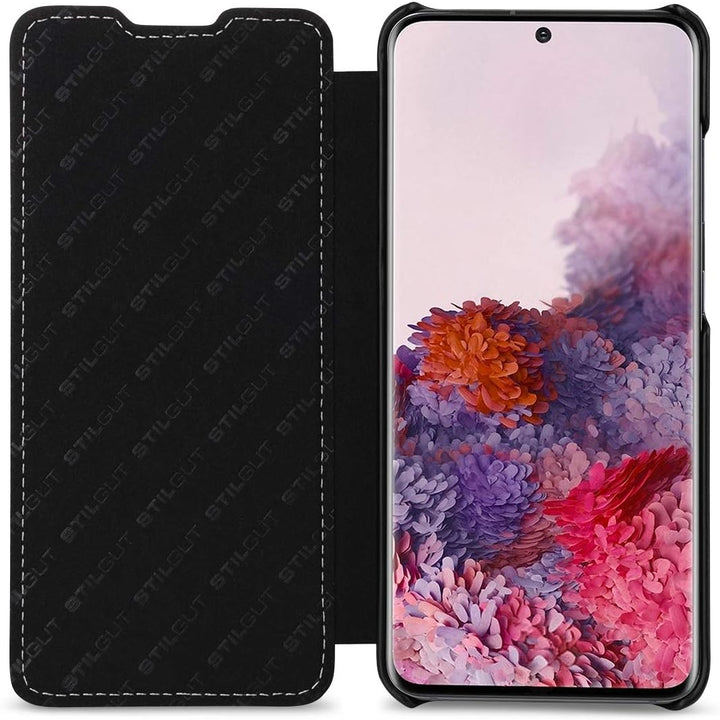 STILGUT Book Case kompatibel mit Samsung Galaxy S20 Hülle aus Leder zum Klappen, Klapphülle, Handyhü