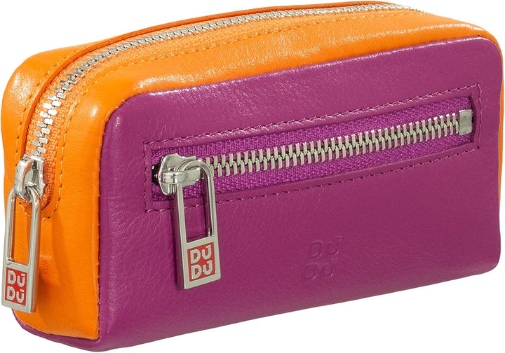 DUDU Bunte Unisex Schlüsseltasche in echtem Kalbsleder Fuchsia, Fuchsia