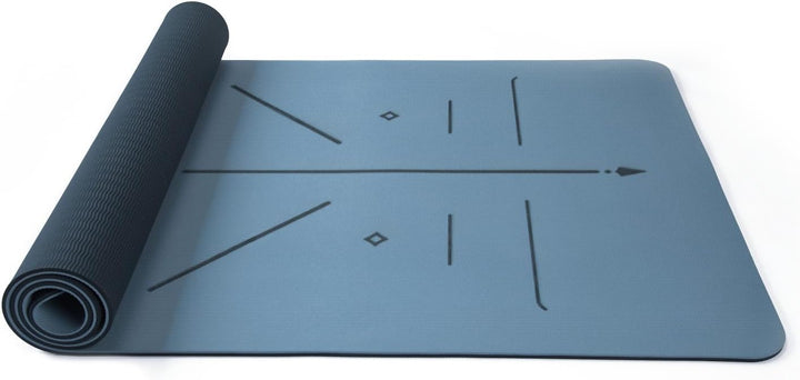 Sport-Thieme Yoga-Matte Slim | Extra dünn, direkter Bodenkontakt | 180x67 cm | Blaugrau-Schwarz | We