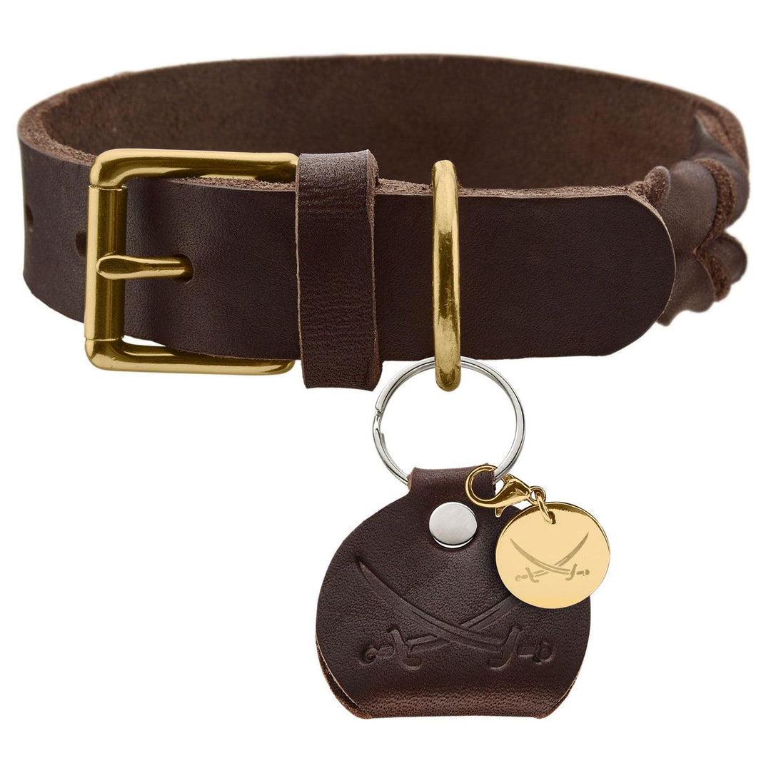 HUNTER SANSIBAR SOLID Hundehalsband, Leder, strapazierfähig, griffig, geflochten, 50 (S-M), dunkelbr