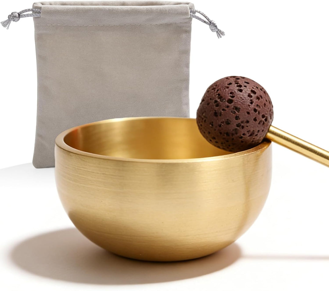 Tibetische Klangschale Set Klein, 3 Stück Mini Klangschalen Set Handgefertigt mit Messingklöppel & K