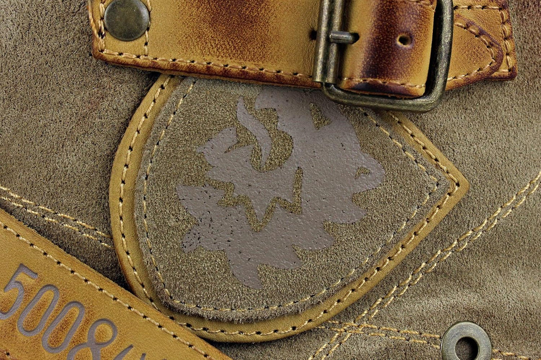 COWSDELLA Herren Stiefel aus Leder Rindsleder mit Gummisohle Biker Motorrad Boots mit Reissverschlus