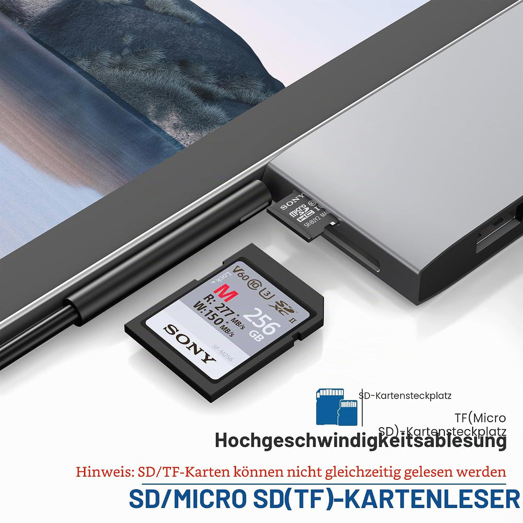 USB Hub Surface Pro 6/5/4 Docking Station Adapter, 6 in 2 Multiport Dock Zubehör mit USB 3.0, 4K HDM