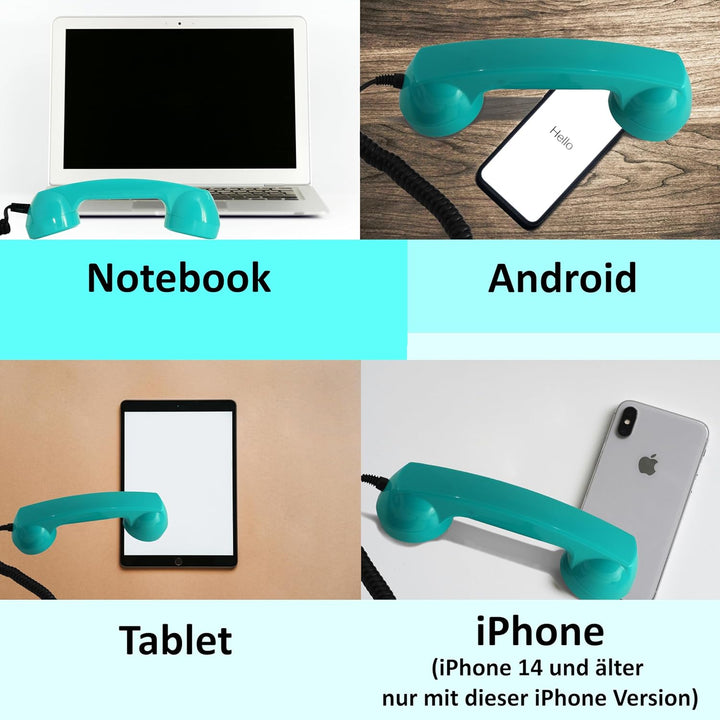 Retro Handyhörer für Apple iPhones mit Lightning (passender Adapter mit inbegriffen) in der Form ein