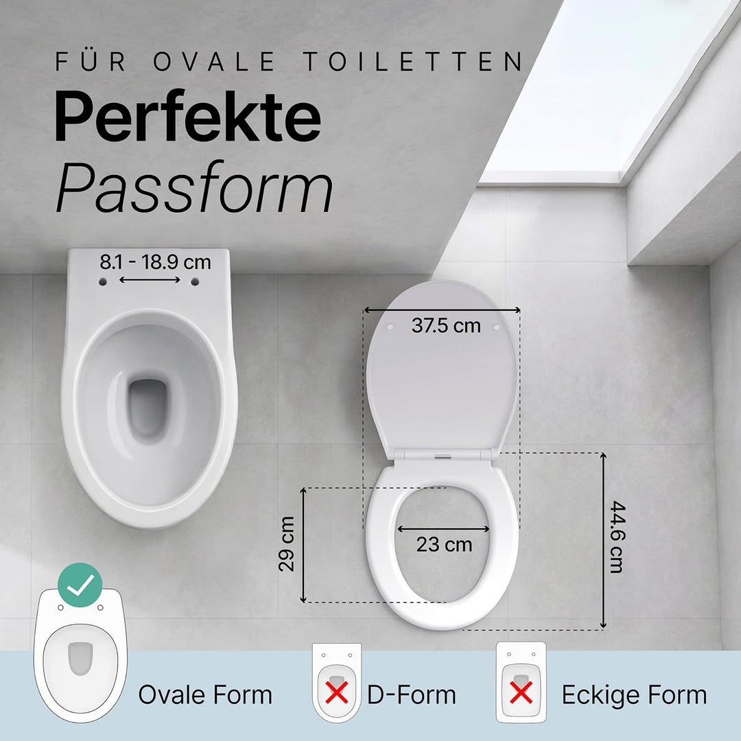 SANFINO® Premium WC Sitz mit Absenkautomatik oval – 5 Jahre Garantie – TÜV geprüfter WC Sitz mit Sch