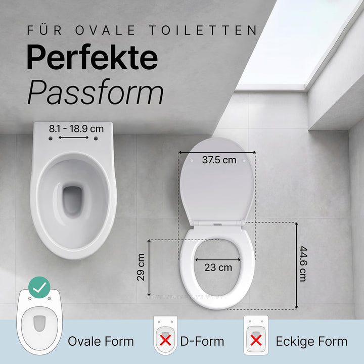 SANFINO® Premium WC Sitz mit Absenkautomatik oval – 5 Jahre Garantie – TÜV geprüfter WC Sitz mit Sch