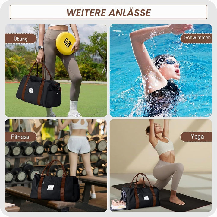 HYC00 Sport Duffel Bag Damen Handgepäck Sporttasche für Damen und Herren mit Nassfach &amp; Schuhfach, R