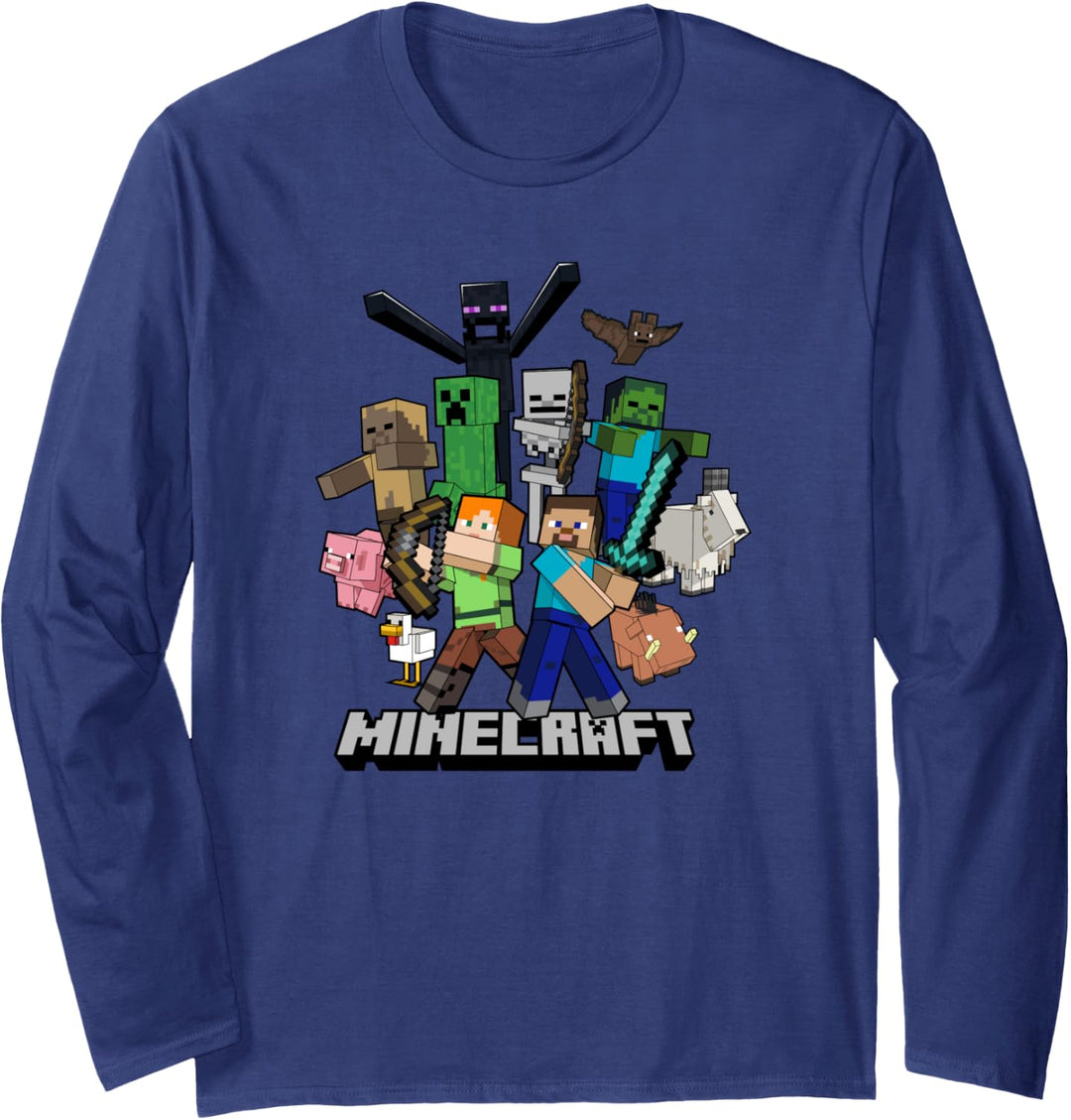 Minecraft Heroes & Enemies Group Shot Langarmshirt