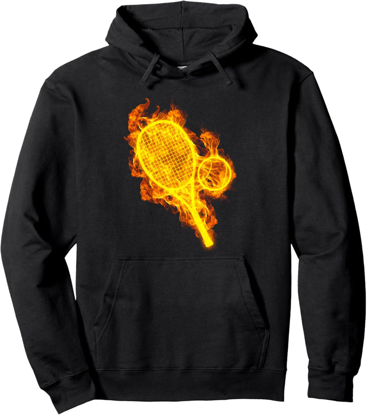 Feuer Tennisschläger Und Ball Flammende Tennis Spieler Pullover Hoodie