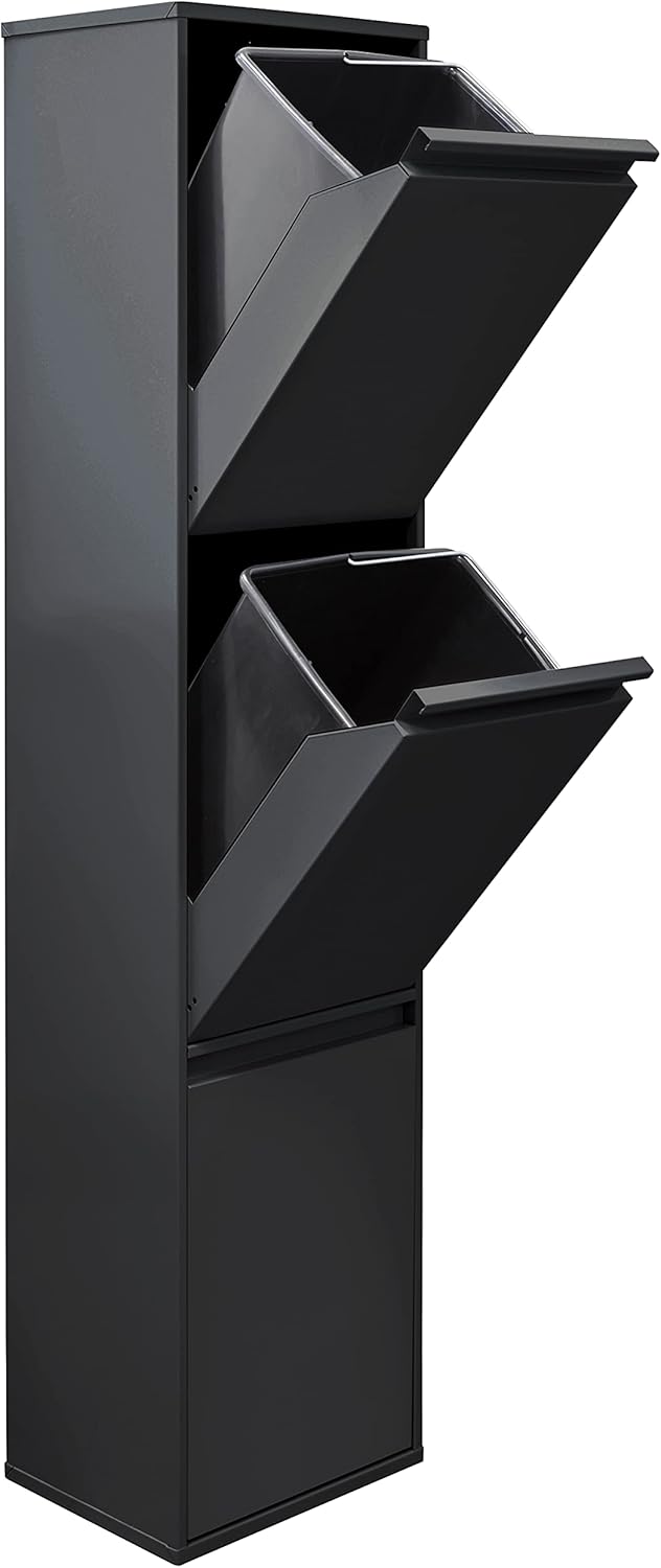 ARREGUI Basic CR306-B Mülltrennsystem aus Stahl | 3 Fächer Mülleimer für die Küche | 3 Fach Abfallei