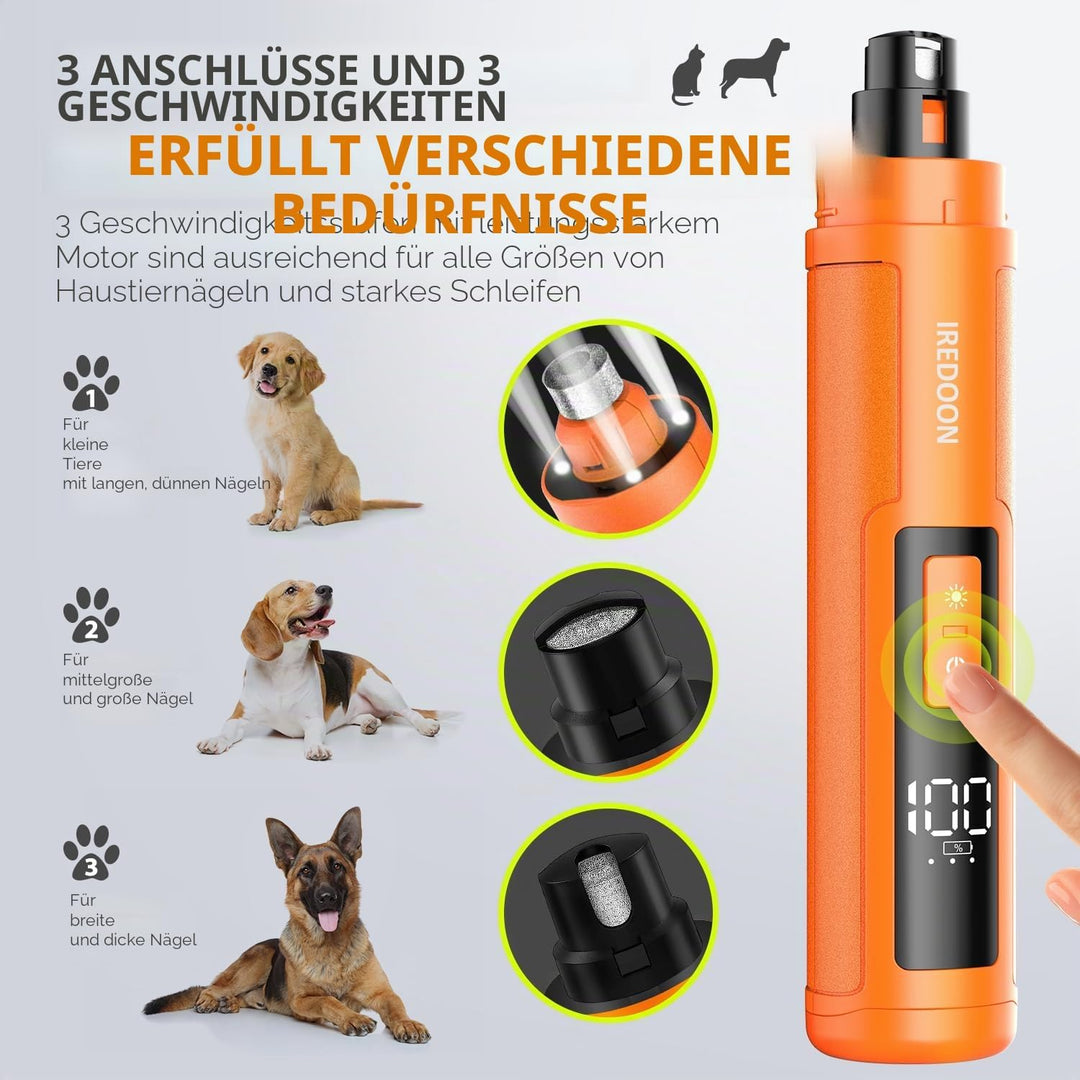 Profi Krallenschleifer für Hunde 3-Gang Mit 4 LED-Leuchten – Neuester Krallenschleifer Mit Leistungs