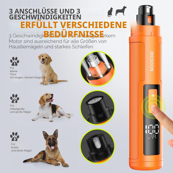 Profi Krallenschleifer für Hunde 3-Gang Mit 4 LED-Leuchten – Neuester Krallenschleifer Mit Leistungs