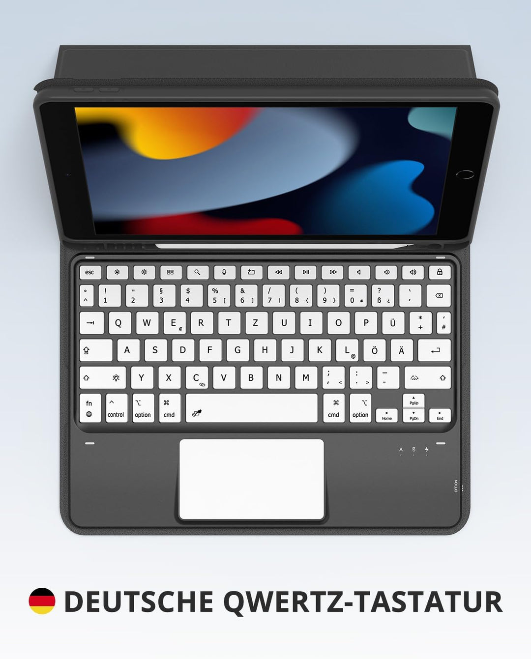 CACOE Hülle Tastatur Kompatibel mit iPad 9. Generation, iPad 10.2 Tastatur mit Touchpad, 7-Farbige B