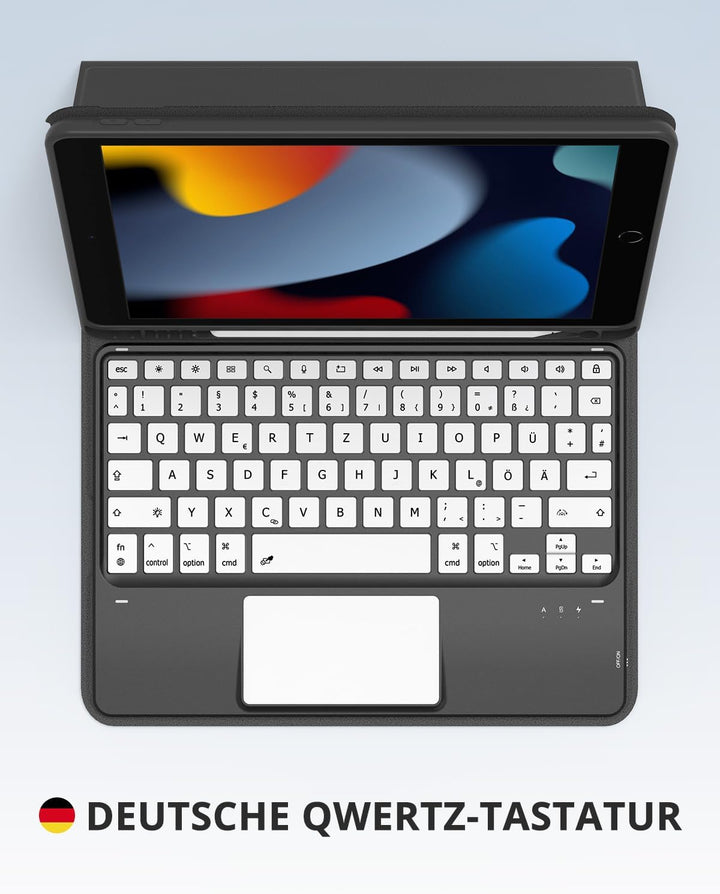 CACOE Hülle Tastatur Kompatibel mit iPad 9. Generation, iPad 10.2 Tastatur mit Touchpad, 7-Farbige B