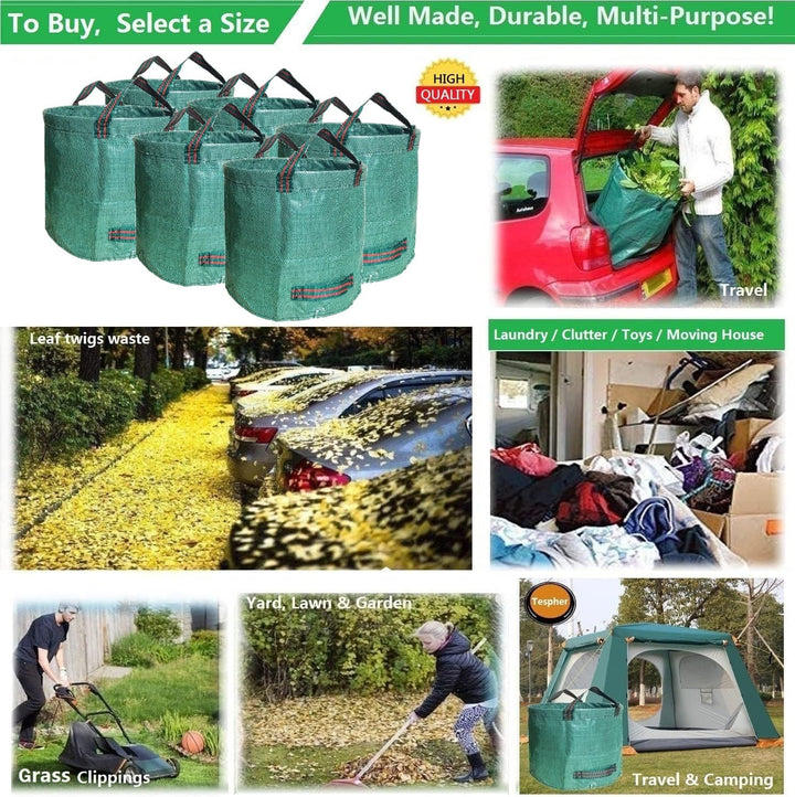 6er Set Gartensack -500L Gartenabfallsack mit extra verstärktem Boden -Heavy Duty Gartenarbeit Säcke