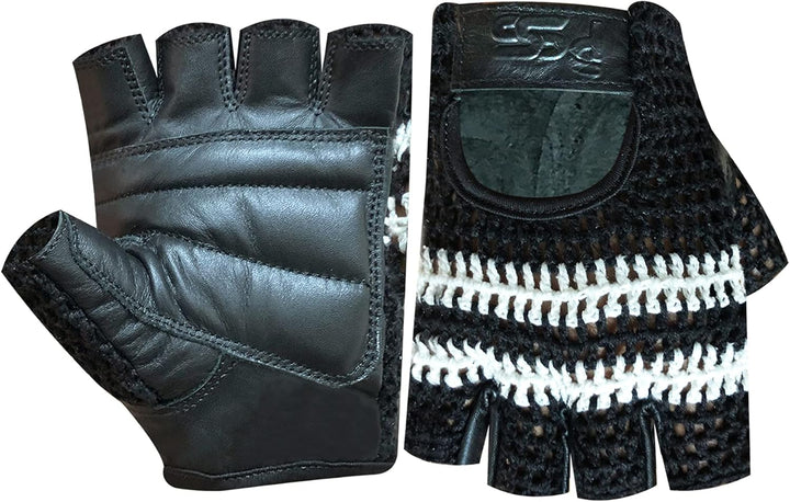 PSS Fingerlose Halbfinger Gepolstert Leder Netz Handschuhe Herren Manner Muskeltraining Bodybuilding