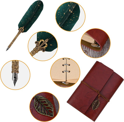 Cieex Schreibfeder Kalligraphie Feder, Handgemachte Dip Pen, Vintage Federkiel Dip Quill Pen Writing