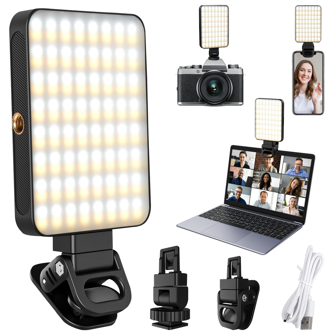 Selfie Licht mit 128 LED Lampenperlen Handylicht 3000-6500K Videolicht 3 Lichtmodi und 10-Stufiges D