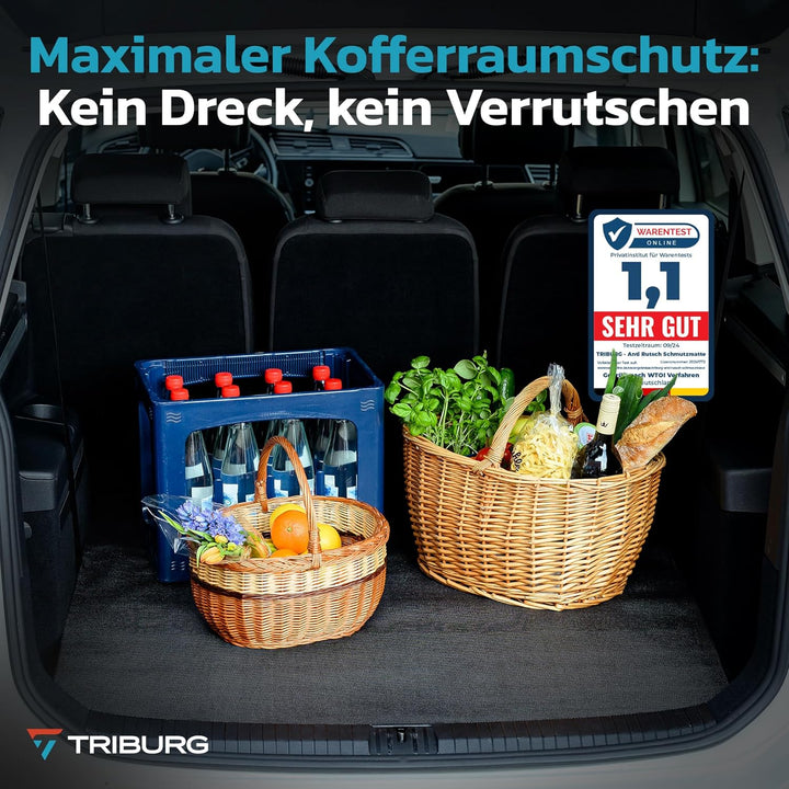 TRIBURG Universal Anti Rutsch Schmutzmatte 120x100cm Zuschneidbar und Wasserdicht - Kofferraummatte