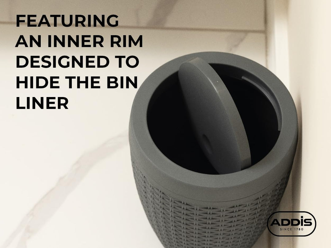 Addis, Rattan-Kunststoff, Plastik, anthrazit, Swing Bin Anthrazit Schwing-Mülleimer, Anthrazit Schwi