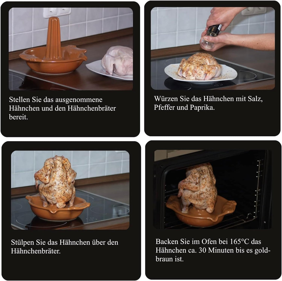 Original K&K Hähnchenbräter weiss - Geflügelbräter aus Steinzeug (hochwertige Keramik)