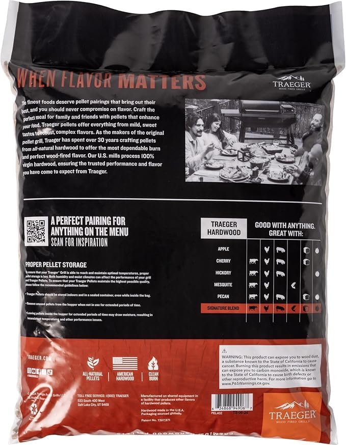 Traeger Grills Signature Blend 100% natürliche Holzpellets für Räucher- und Pelletgrills, BBQ, Backe