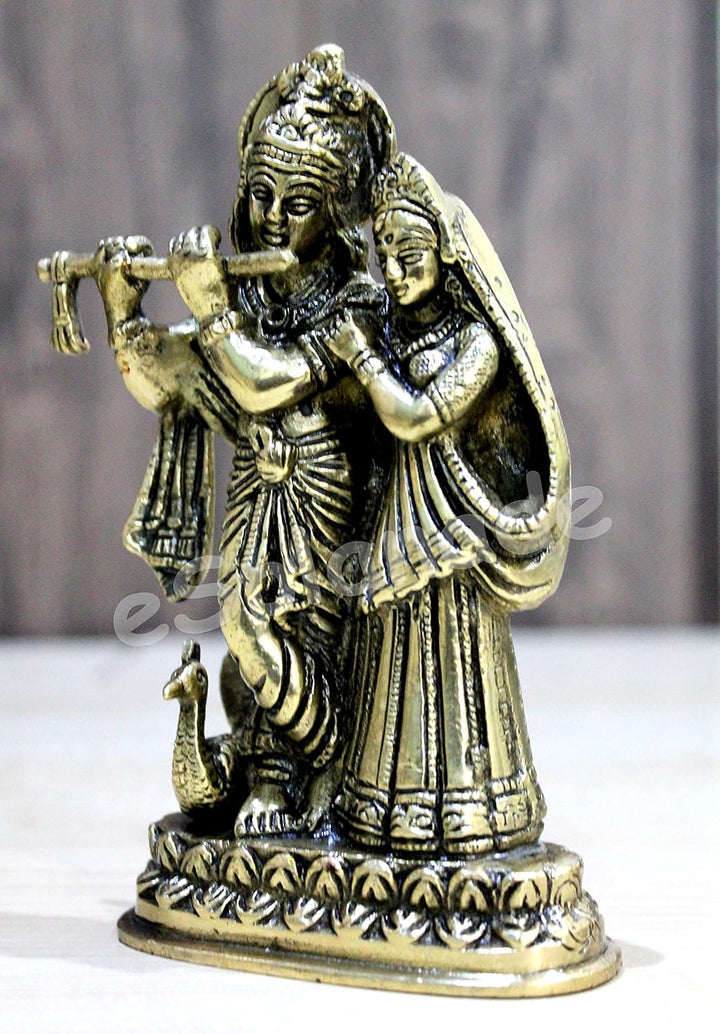 StonKraft Beste Qualität Messing Radha Kishan Krishna Statue Idol - Hindu Hinduismus Puja (15,2 cm)