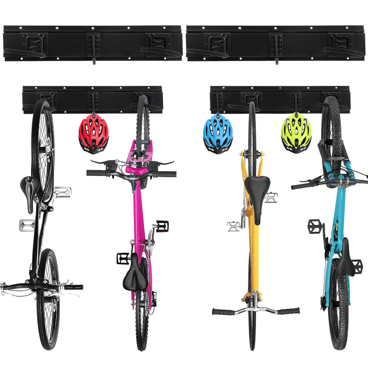 Sinoer Bike Wall Rack Bike Storage Wandhalterung für 4 Fahrräder + 3 Helme Werkzeugaufbewahrungshake