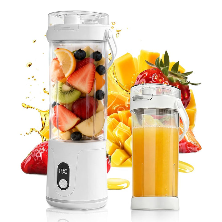 600ml Tragbarer Mixer, Smoothie Maker to Go, Mini Mixer mit 12 Edelstahlklinge, Wiederaufladbar Port