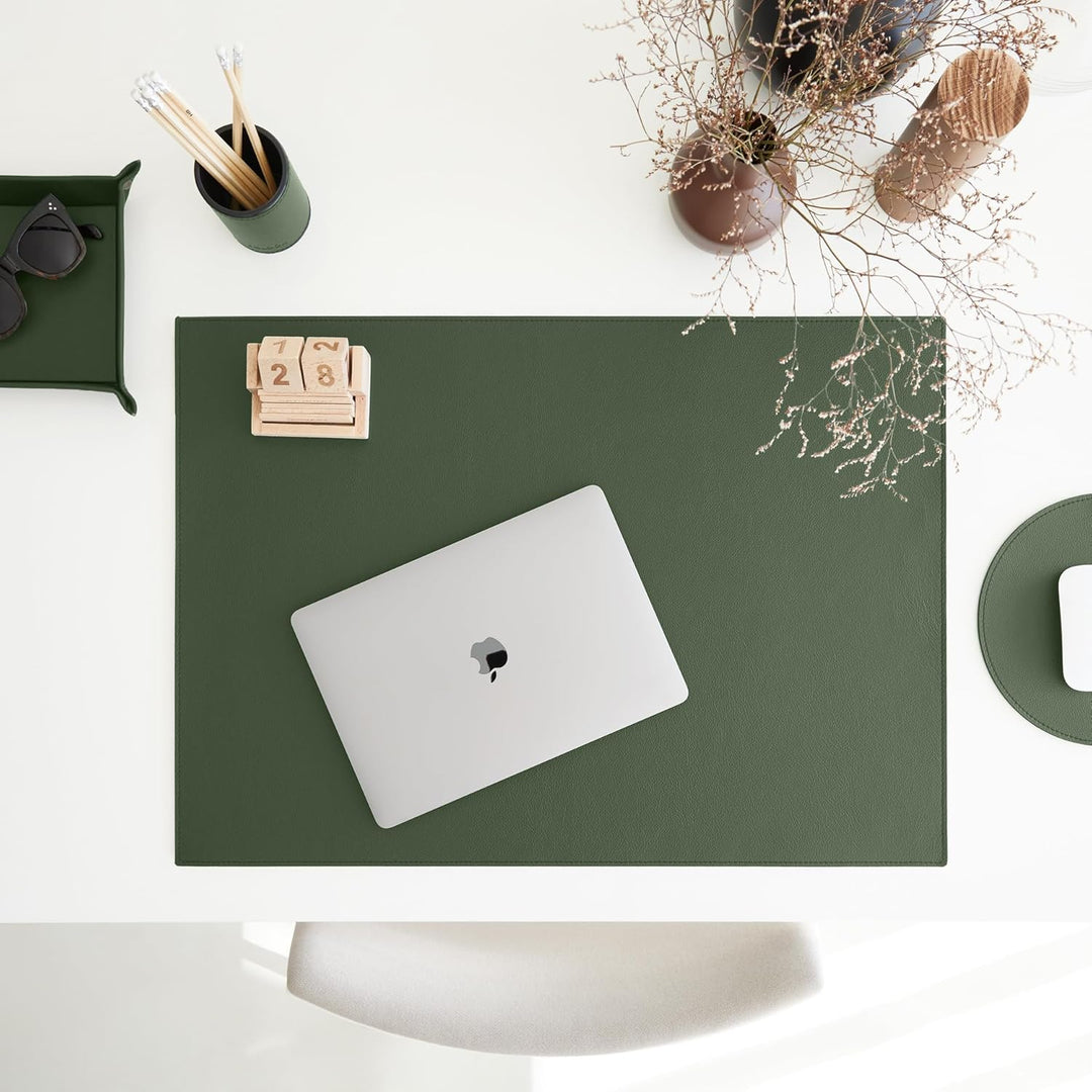 Eglooh - Iris - Taschenleerer aus echtem Leder Grün - Schreibtisch-Organizer mit modernem Design - A